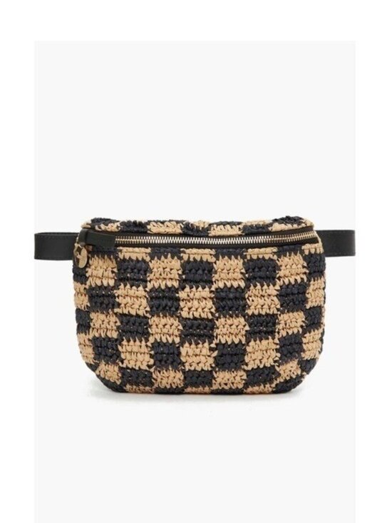 Clare V Handbags - Clare V Checkerboard Woven Belt Bag NWT Black Natural Checker Raffia